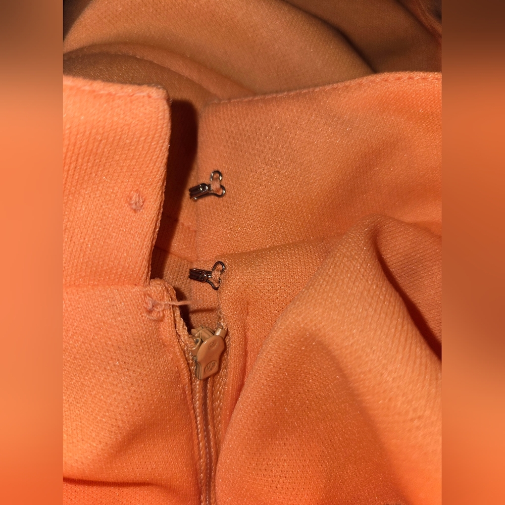 70s Mod Orange Dress Sleeveless Flare Homemade Vintage - Picture 7 of 8